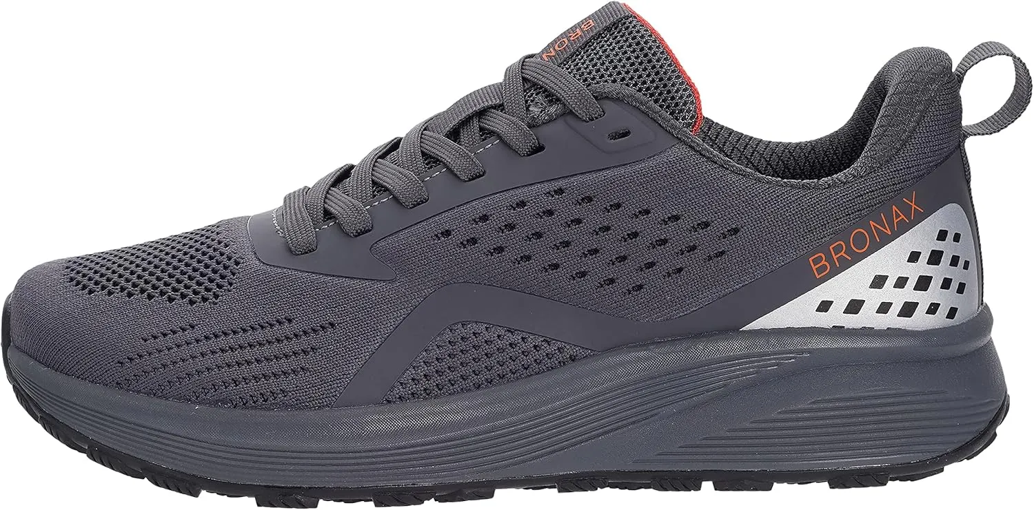 BRONAX Men's Wide Cushioned Supportive Road Running Shoes | Wide Toe Box | Rubber Outsole