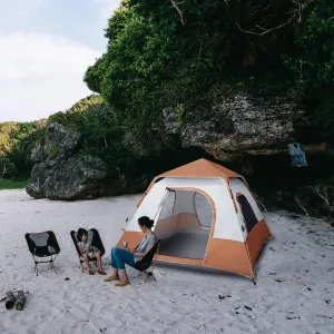 Brown Camping Tent, Pop Up Tent for Camping - Lightweight & Portable, Easy Quick Set-Up,Family Tent for Outdoor Camping&Hiking Backpacking Tents 94.5" L x 94.5" W x 59" H