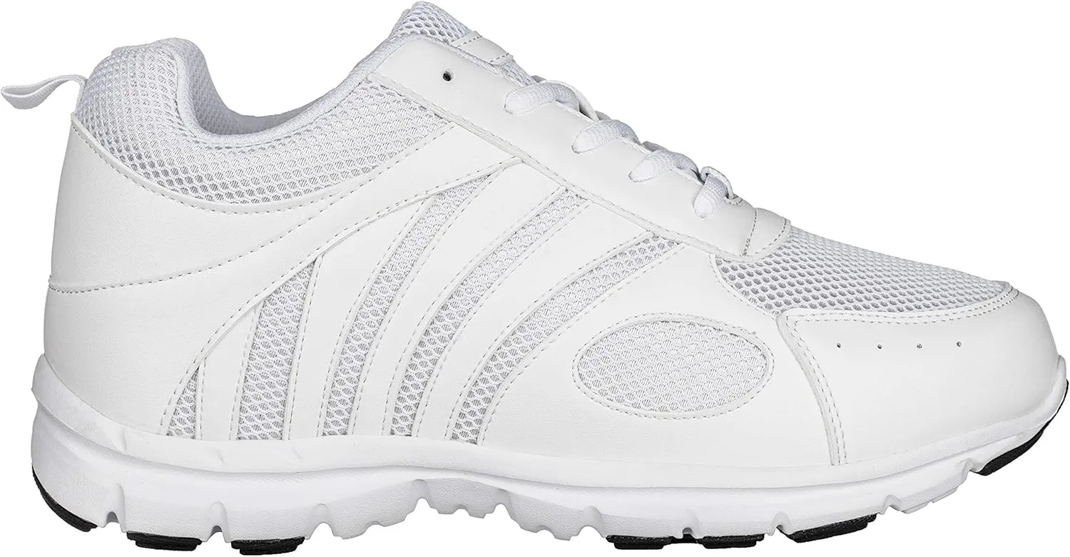 CALTO Men's Invisible Height Increasing Elevator Shoes - White Leather/Mesh Lace-up Super Lightweight Trainer Sneakers - 3 Inches Taller - G3303 - Size 6 D(M) US