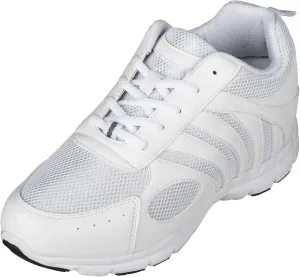 CALTO Men's Invisible Height Increasing Elevator Shoes - White Leather/Mesh Lace-up Super Lightweight Trainer Sneakers - 3 Inches Taller - G3303 - Size 6 D(M) US