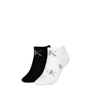 Calvin Klein 2 Pack Trainer Womens Ankle Socks White/Black