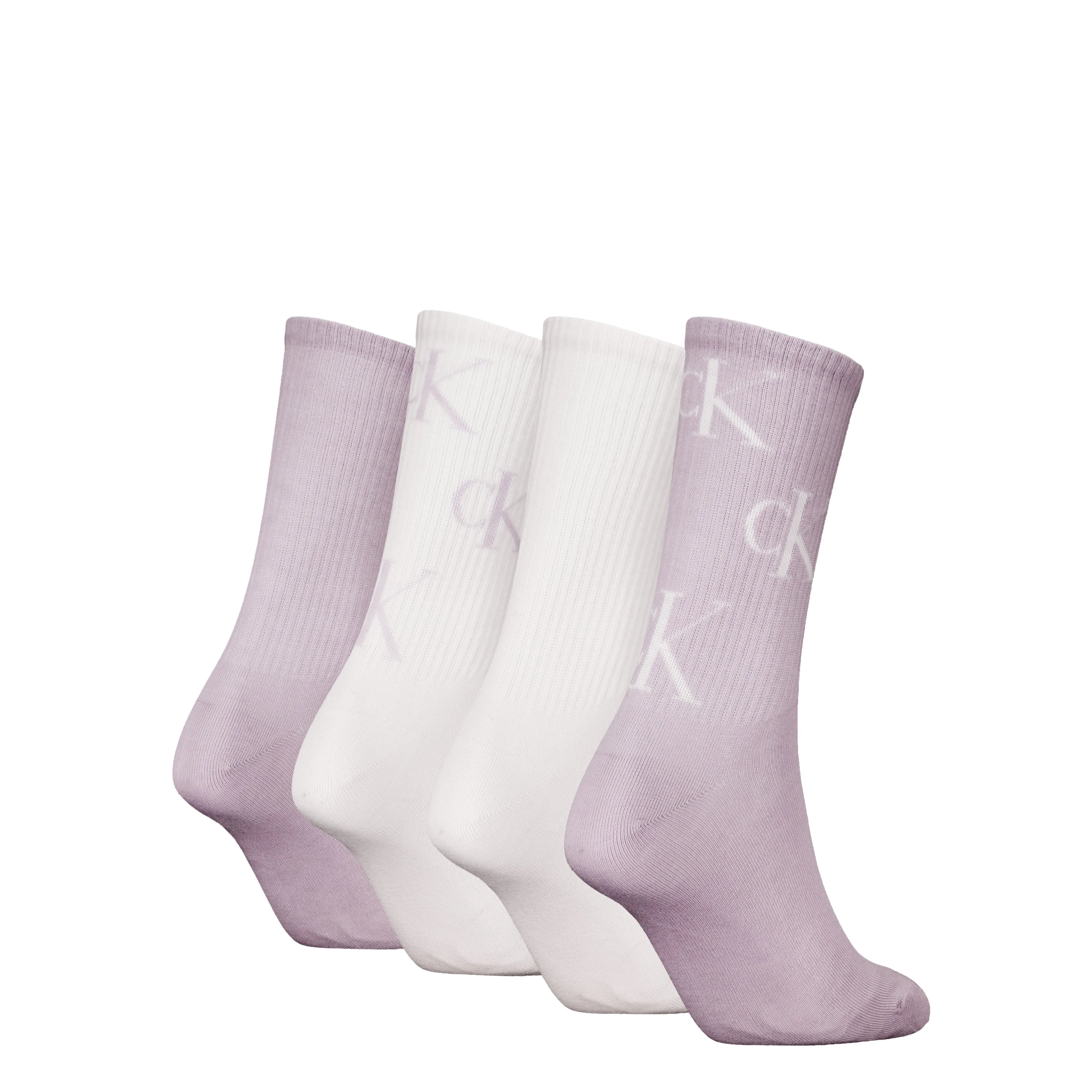 Calvin Klein 4 Pack Giftboxed Trainer Womens Crew Socks Lilac Combo
