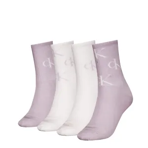 Calvin Klein 4 Pack Giftboxed Trainer Womens Crew Socks Lilac Combo