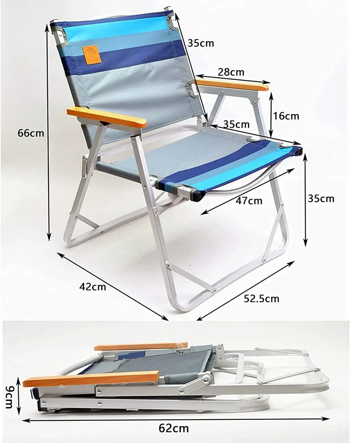 Camping Chair Outdoor Ultra-Light Aluminum Alloy Folding Leisure Chair Camping Barbecue Canvas Portable Recliner Folding Chair (A One Size)