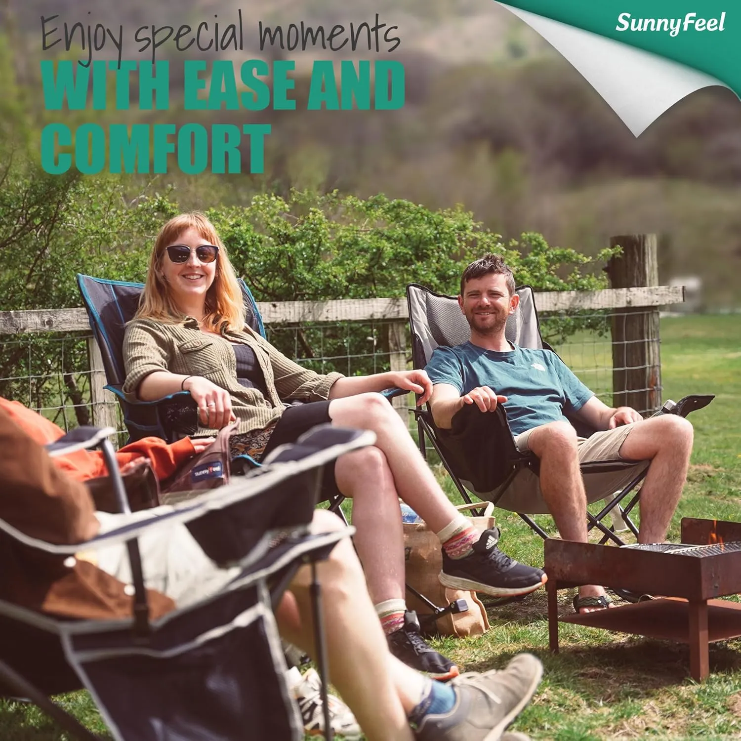 Camping Rocking Chair for Adults, Luxury Padded Recliner, Oversized Folding Rocker, Outdoor Lawn Chair