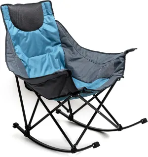 Camping Rocking Chair for Adults, Luxury Padded Recliner, Oversized Folding Rocker, Outdoor Lawn Chair