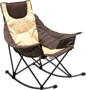 Camping Rocking Chair for Adults, Luxury Padded Recliner, Oversized Folding Rocker, Outdoor Lawn Chair