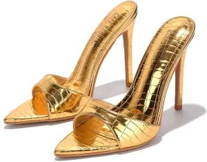 Cape Robbin Women Pointed Toe Heels Sandals Stiletto High Heels Slip on Mules