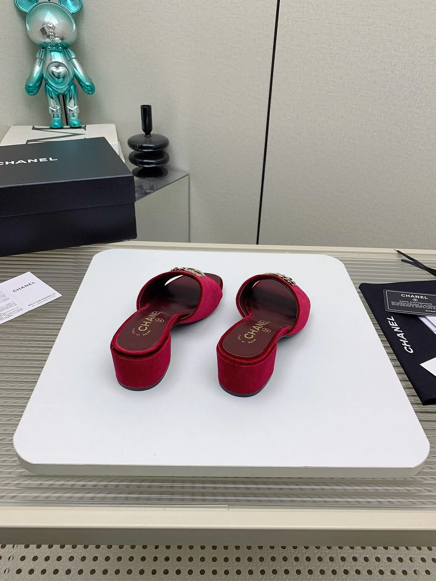 CC Mule Sandals 50m In Dark Red Velvet 148971