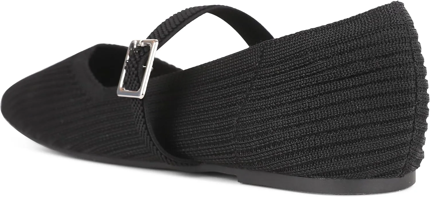 CELNEPHO Flats for Women Square Toe Ballet Flats Shoes Comfortable Dressy Knit Flats for Women Arch Support Slip On Washable Casual Office Shoes