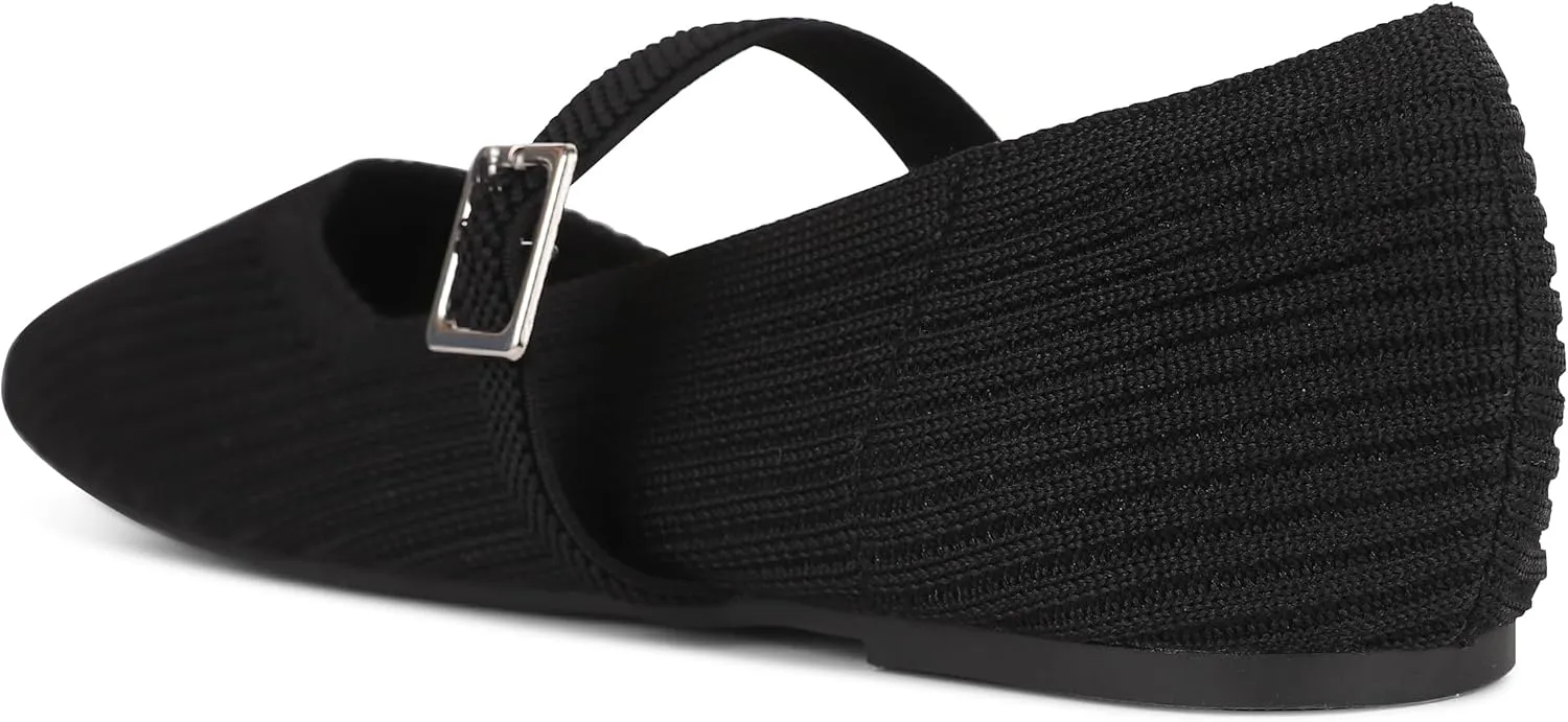 CELNEPHO Flats for Women Square Toe Ballet Flats Shoes Comfortable Dressy Knit Flats for Women Arch Support Slip On Washable Casual Office Shoes