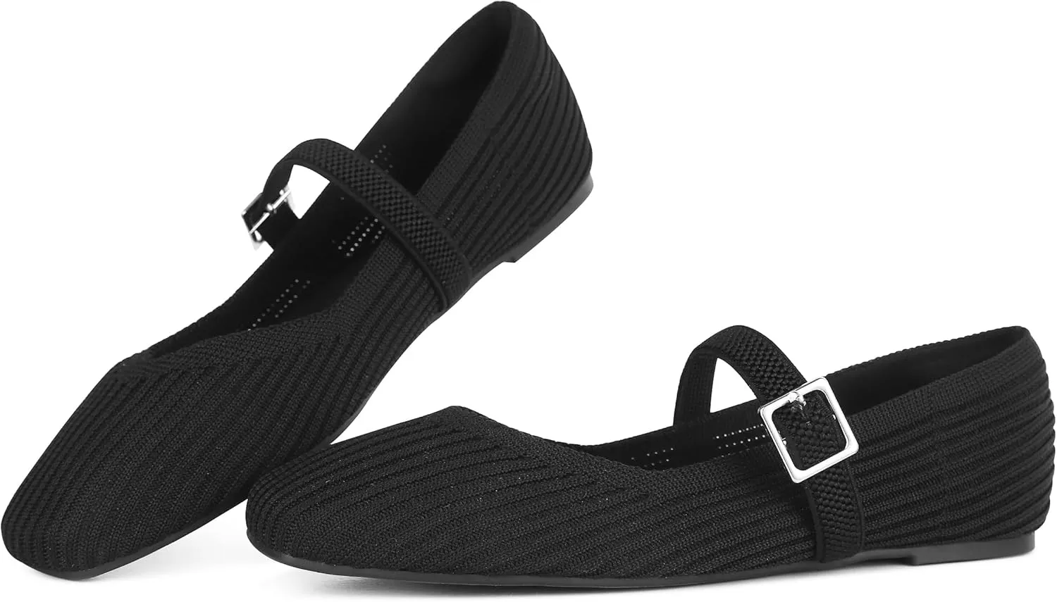 CELNEPHO Flats for Women Square Toe Ballet Flats Shoes Comfortable Dressy Knit Flats for Women Arch Support Slip On Washable Casual Office Shoes