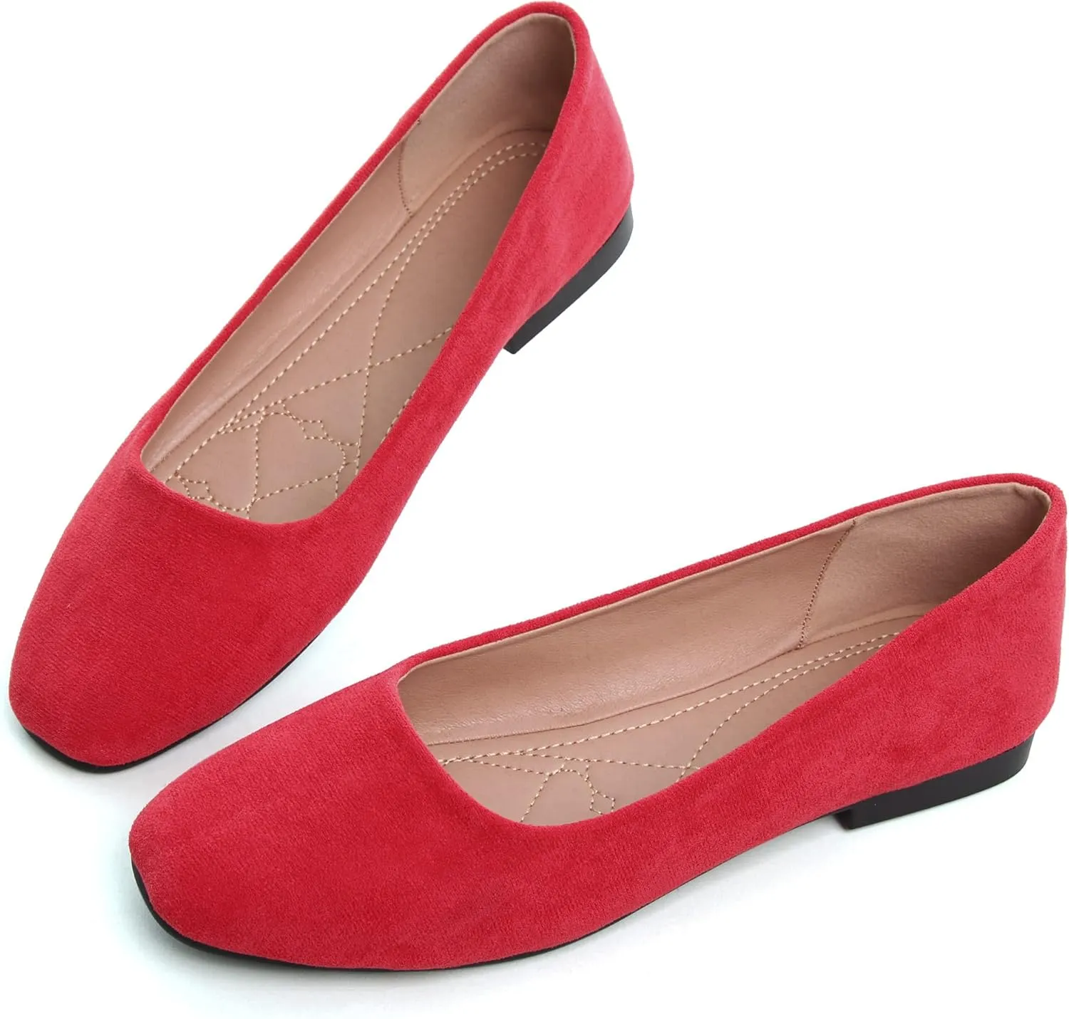 ChaiRong Zhou Women Square Toe Ballets Flats Comfort Slip On Walking Shoes for Driving