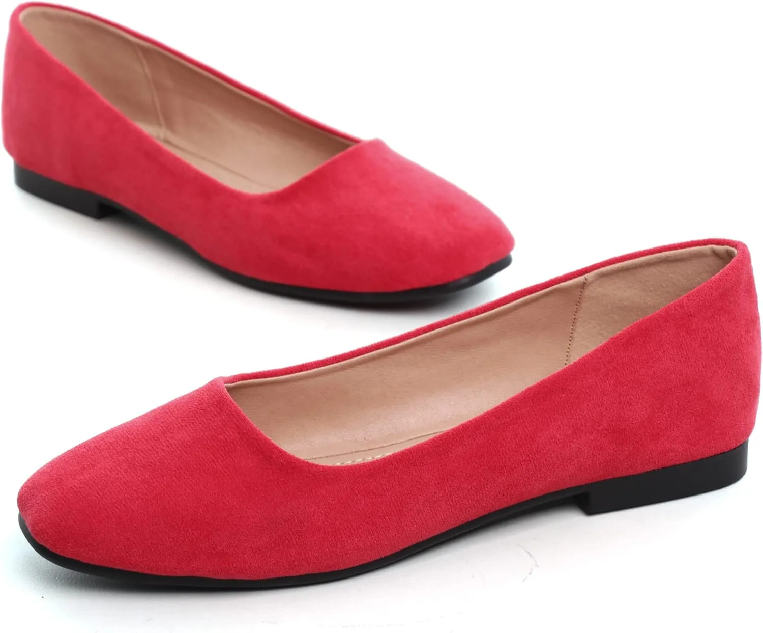 ChaiRong Zhou Women Square Toe Ballets Flats Comfort Slip On Walking Shoes for Driving