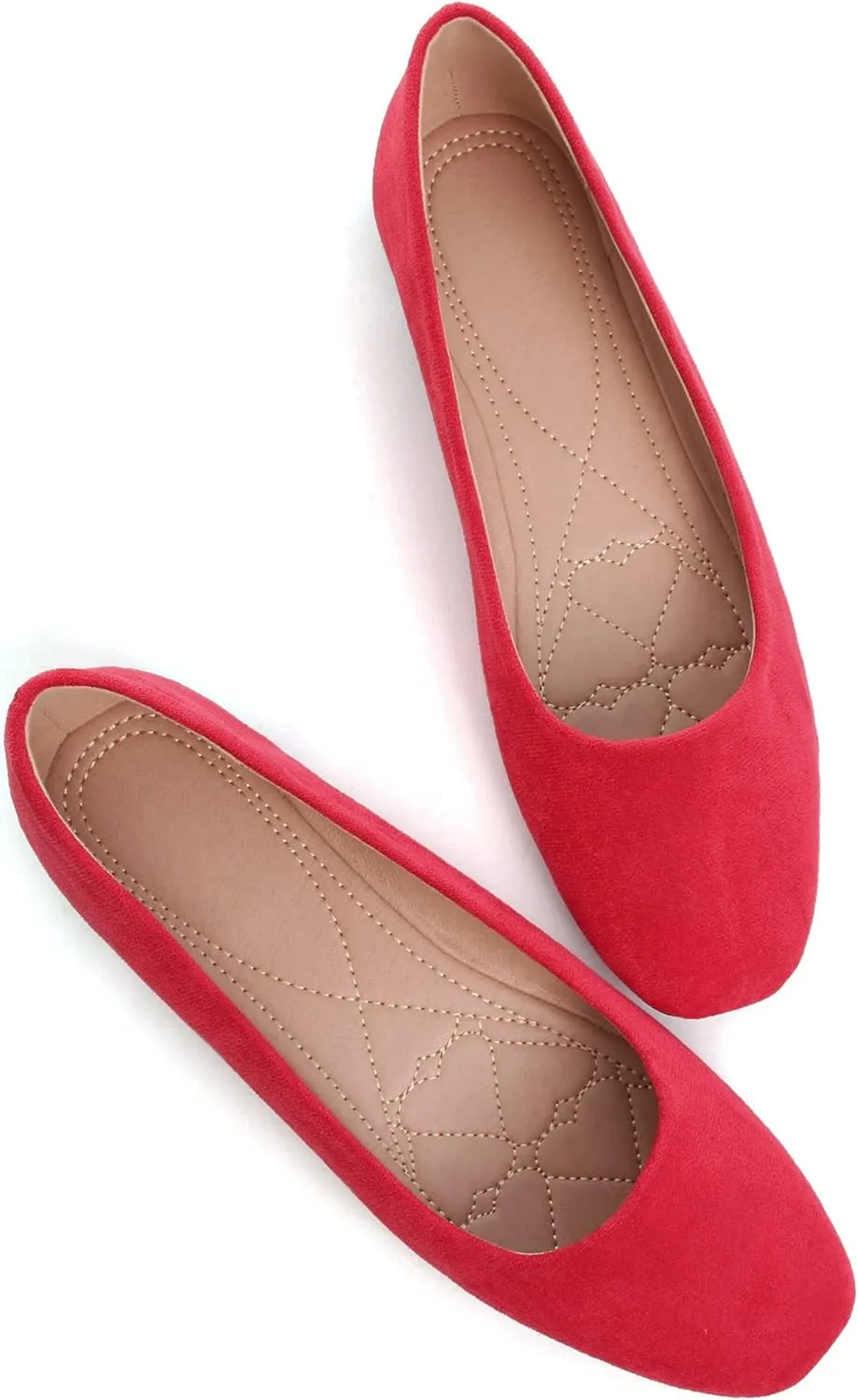 ChaiRong Zhou Women Square Toe Ballets Flats Comfort Slip On Walking Shoes for Driving