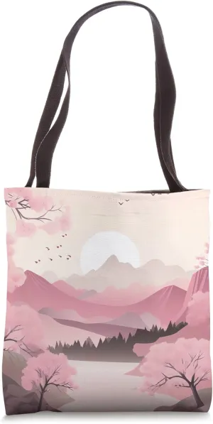 Cherry Blossom Ballet Pastel Symphony Tranquil Peaks Tote Bag
