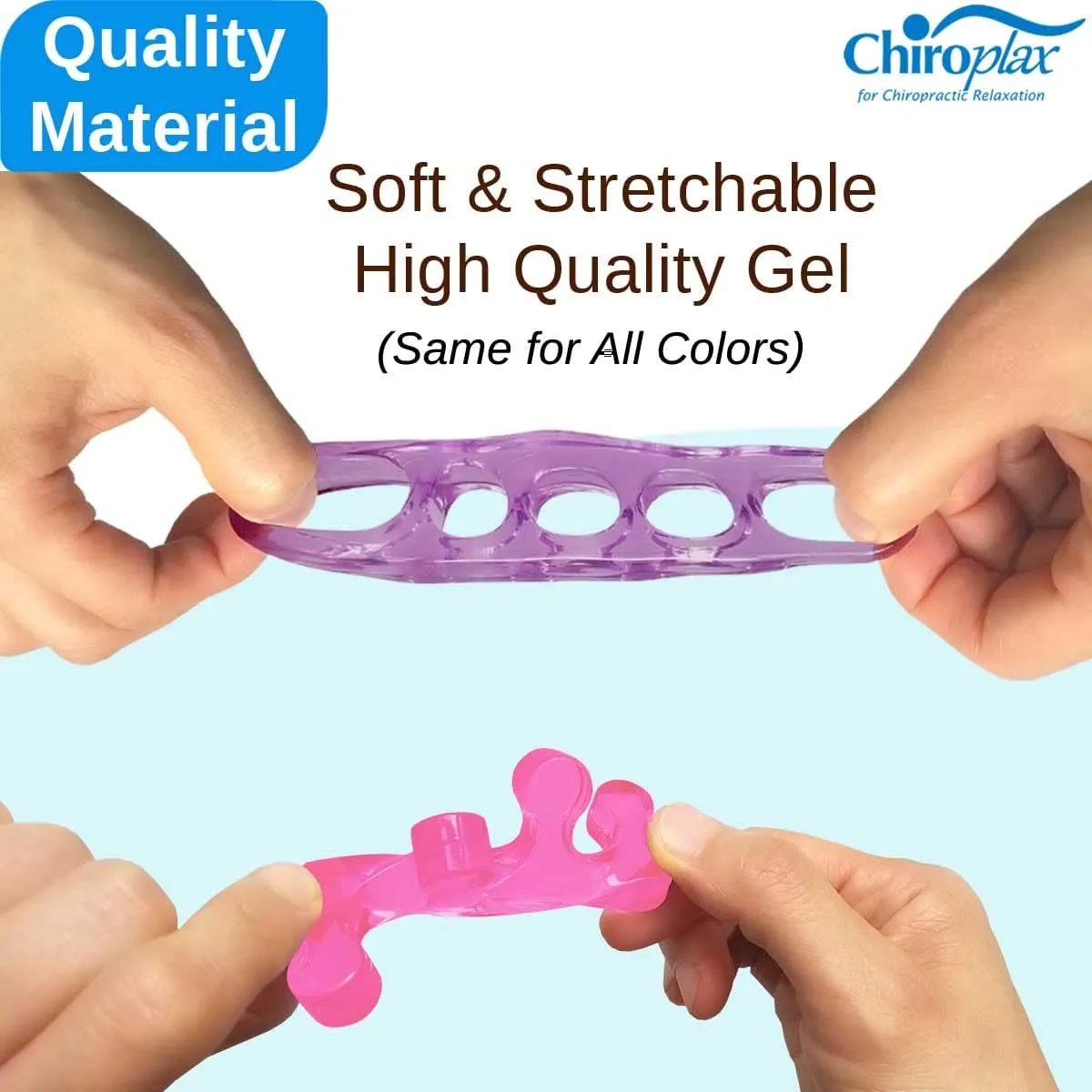 Chiroplax Toe Separators Stretchers Silicone Gel Spreader Spacer for Bunion Bunionette Relief Hammer Overlapping Toe Straightener Corrector (2 Pairs w/Pouch - Lavender)