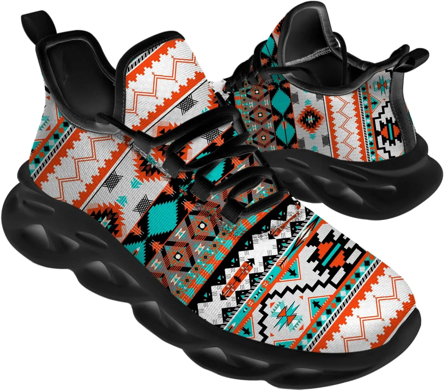 Ciadoon Aztec Shoes for Men Women Road Running Shoes Sport Walking Tennis Sneakers Cross Trainer Shoes Gifts for Boy Girl