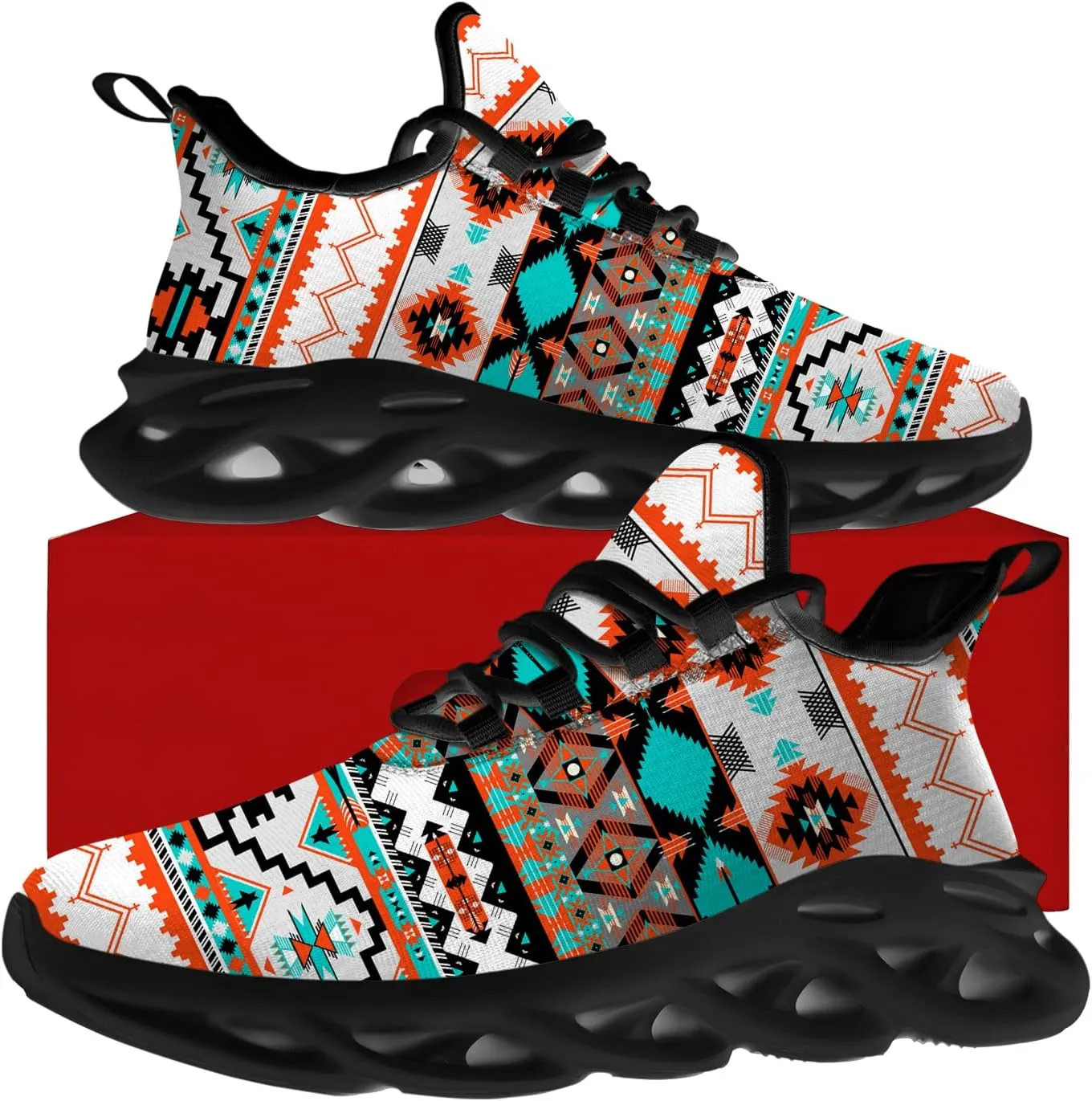 Ciadoon Aztec Shoes for Men Women Road Running Shoes Sport Walking Tennis Sneakers Cross Trainer Shoes Gifts for Boy Girl