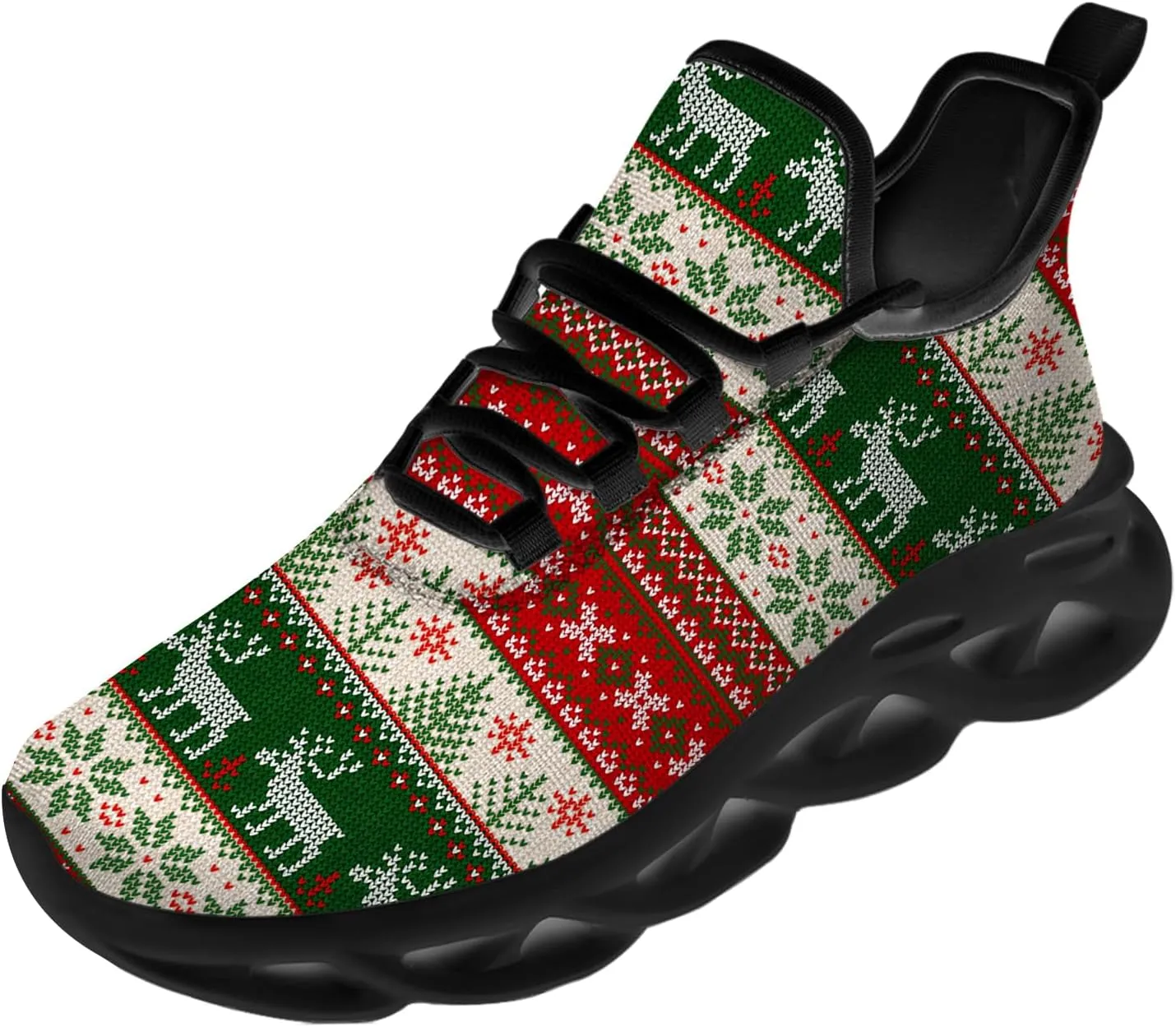 Ciadoon Christmas Shoes for Women Men Road Running Walking Tennis Breathable Lightweight Sneakers Gifts for Men Women