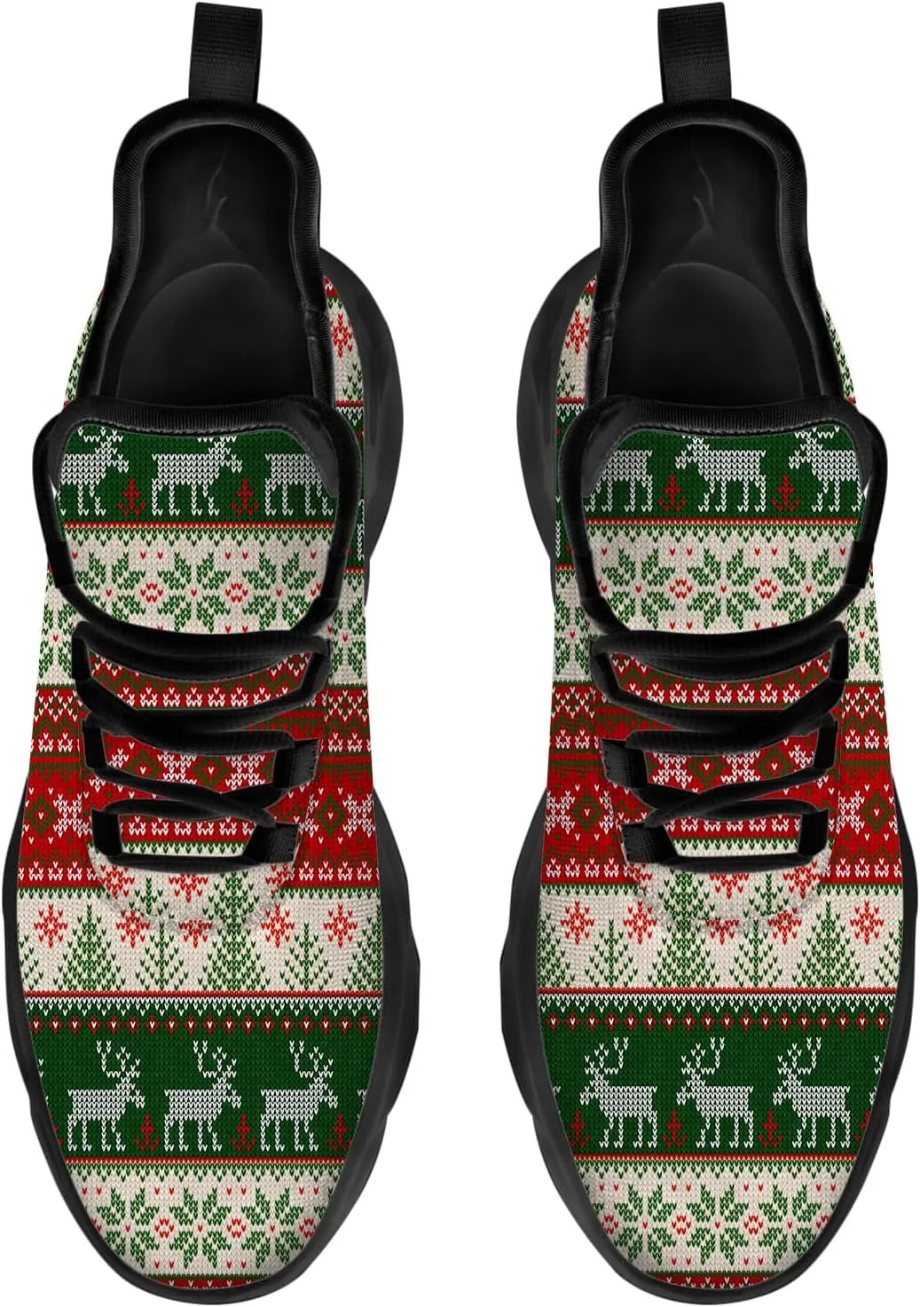 Ciadoon Christmas Shoes for Women Men Road Running Walking Tennis Breathable Lightweight Sneakers Gifts for Men Women