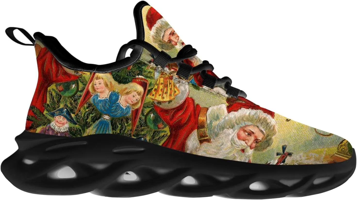 Ciadoon Christmas Shoes for Women Men Road Running Walking Tennis Breathable Lightweight Sneakers Santa Shoes Gifts for Men Women