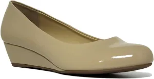 City Classified Comfort Shoes Women's Round Toe Low Heel Wedges MVE Shoes,