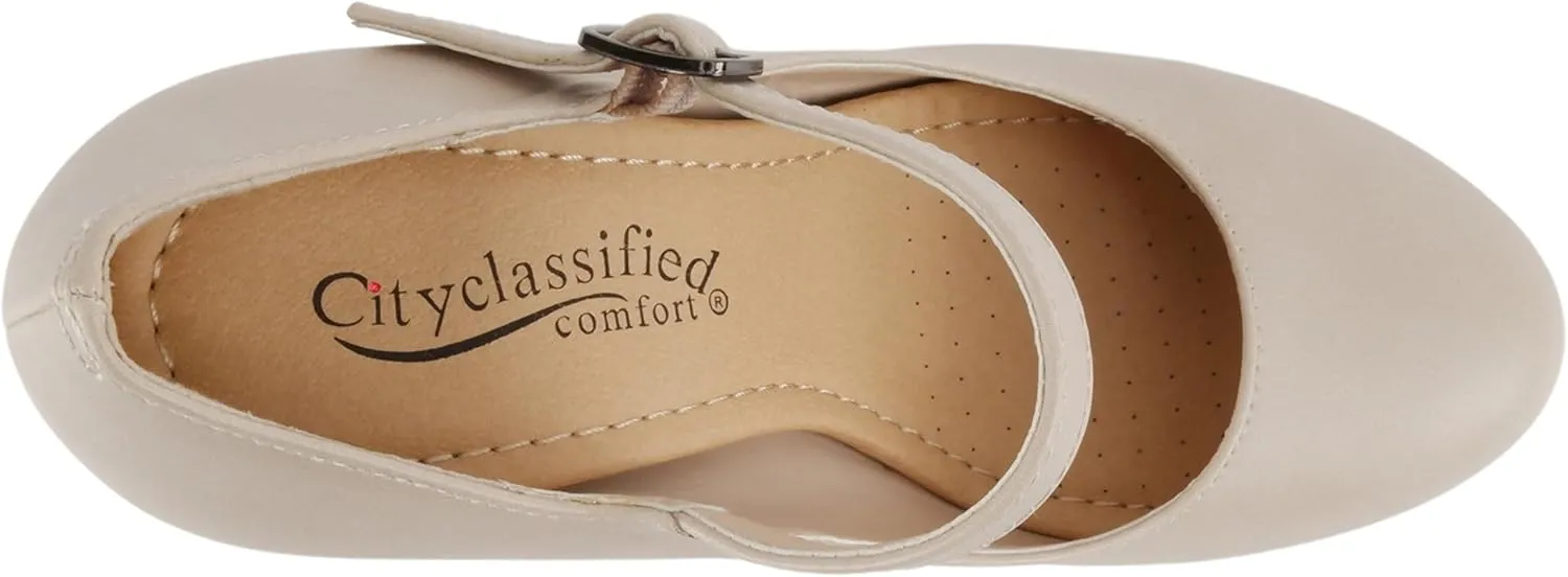 City Classified Comfort Topshoeave Women's Dennis Mary Jane High HEE Black l