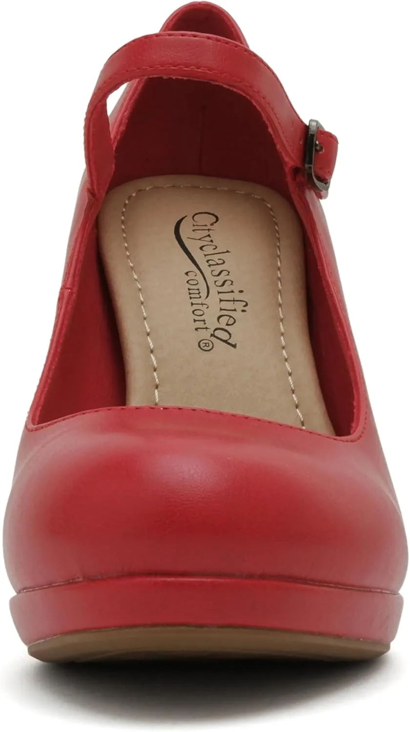 City Classified Comfort Topshoeave Women's Dennis Mary Jane High HEE Black l