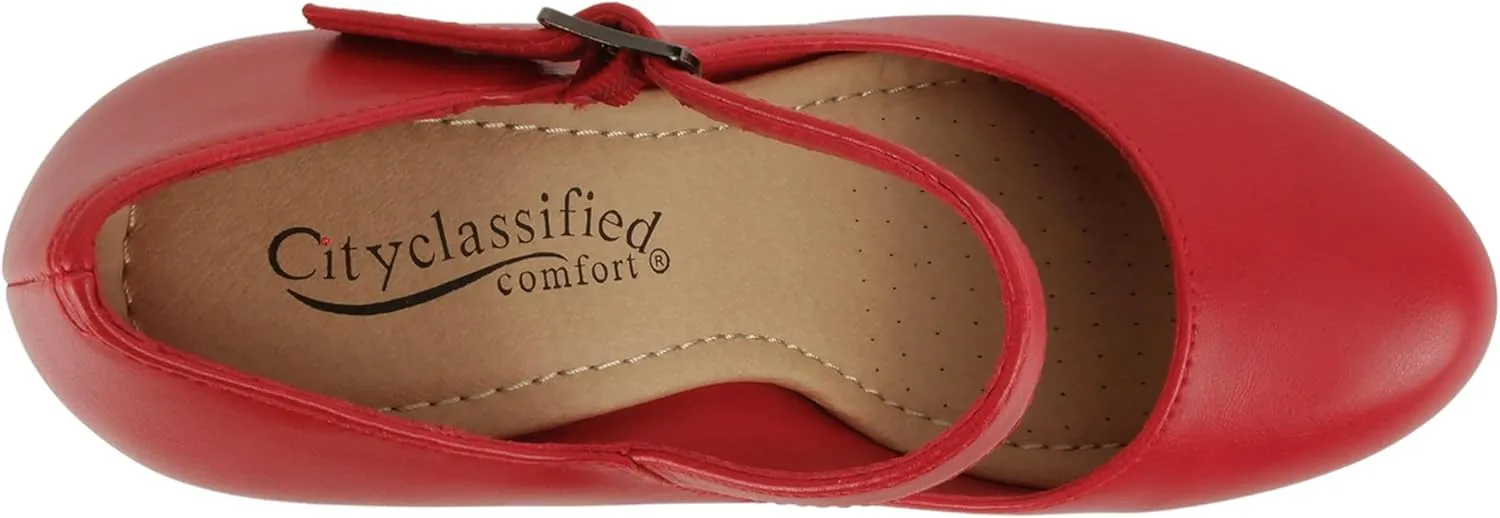 City Classified Comfort Topshoeave Women's Dennis Mary Jane High HEE Black l