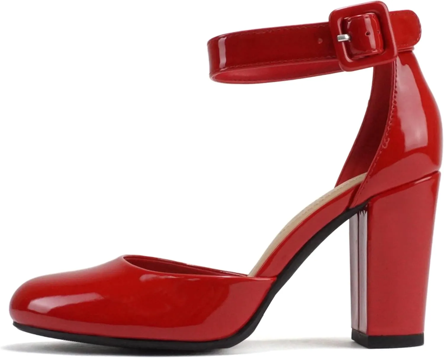 City Classified Comfort Women's Closed Toe Ankle Strap Block Heel