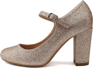 City Classified Comfort Women's Closed Toe Ankle Strap Block Heel