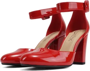 City Classified Comfort Women's Closed Toe Ankle Strap Block Heel