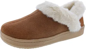 Clarks Indoor and Outdoor Tan Slipper Cozy Wool Mule Slip-On Fur Lined Clogs (Tan Cow Suede, 6)