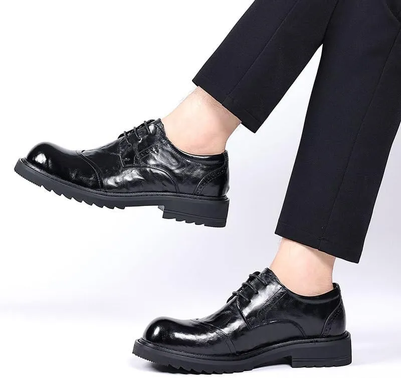 Classic Brogue Derby Shoes for Men Cushioned Arch Support Job Interviews Evening Receptions Breathable Lining