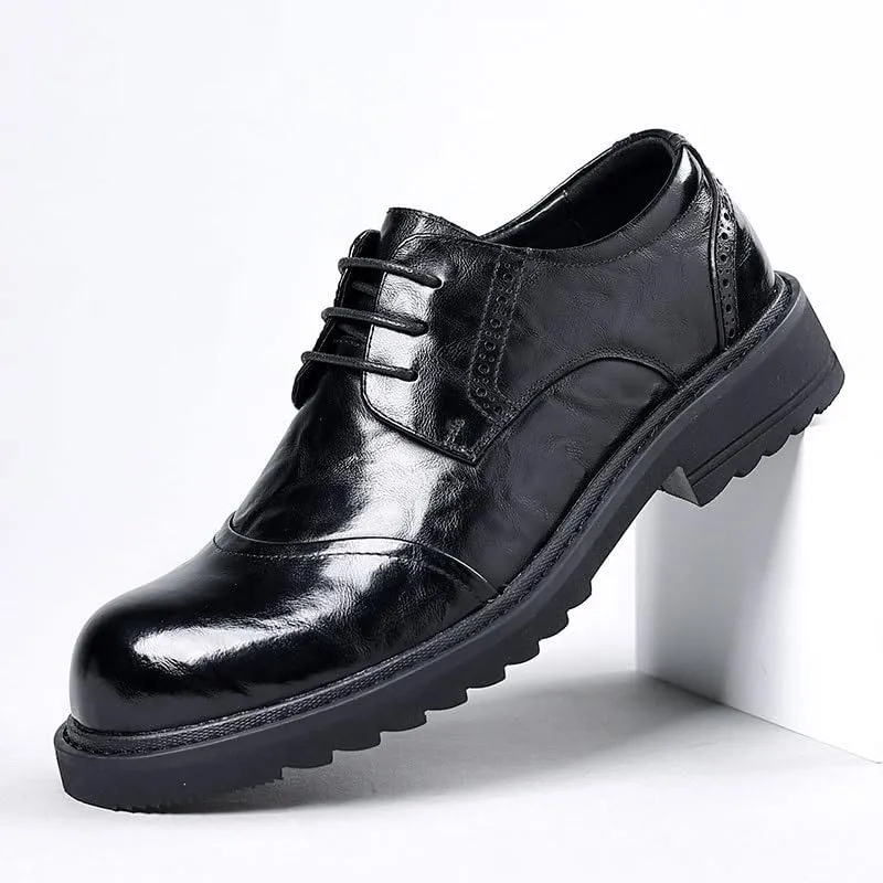 Classic Brogue Derby Shoes for Men Cushioned Arch Support Job Interviews Evening Receptions Breathable Lining