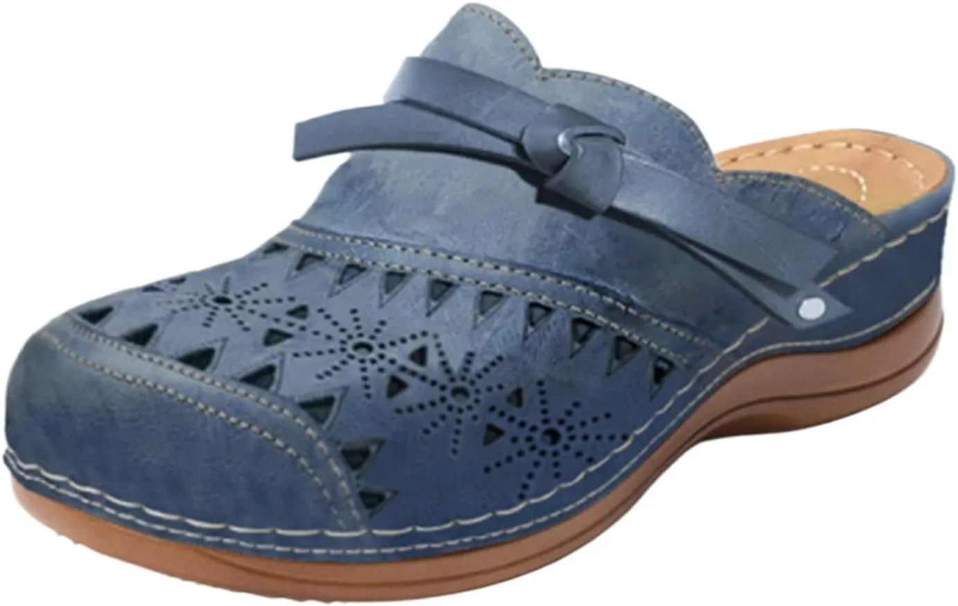 Clogs for Women Comfortable Closed Toe Flat Sandals Wide Width Wedge Sandal Arch Support Slip On Shoes Dressy Walking Flats Round Toe Bow Mules Casual Summer Beach Slippers