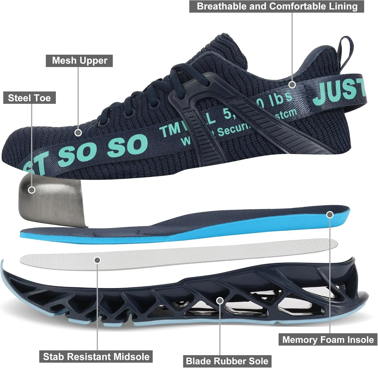 COKAFIL Steel Toe Shoes for Men Women Slip On Work Safety Cap Sneakers Comfortable Puncture Proof Slip Resistant Shoes