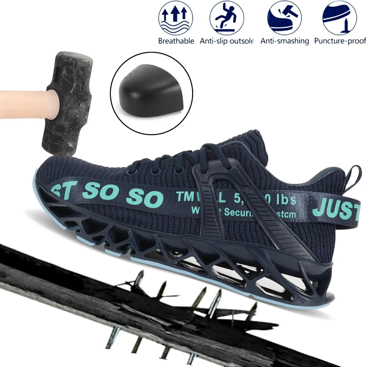 COKAFIL Steel Toe Shoes for Men Women Slip On Work Safety Cap Sneakers Comfortable Puncture Proof Slip Resistant Shoes