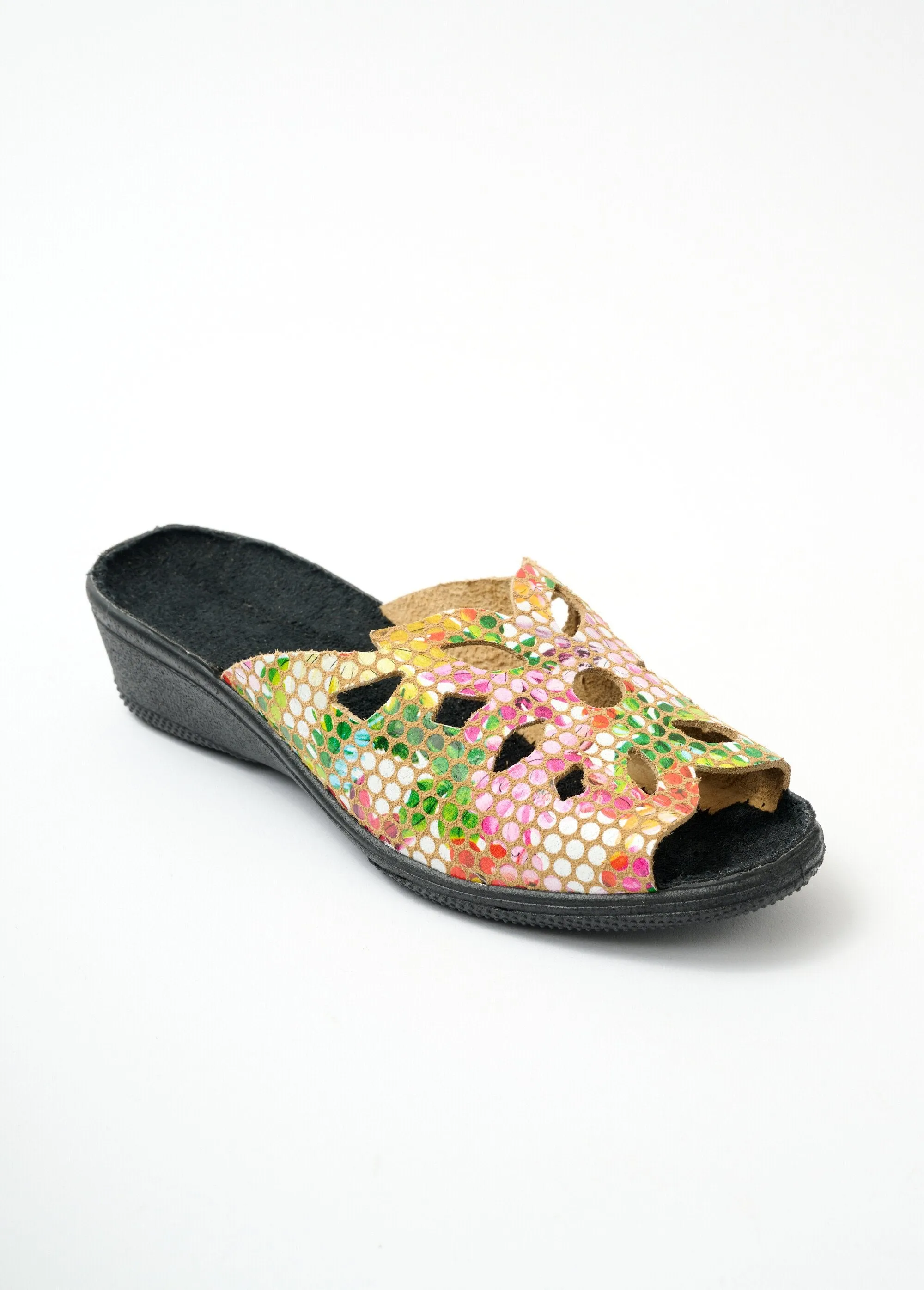 Comfort wide leather mules