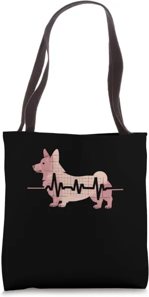 Corgi Heartbeat Pulse Dog Lover Design Tote Bag