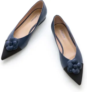 C.Paravano Flat Shoes for Women | Pointed Toe Shoes for Women | Women Pumps | Women's Flats | Pointed Toe Flats | Slip on Shoes Ballet Flats (Size 5.5,Navy)