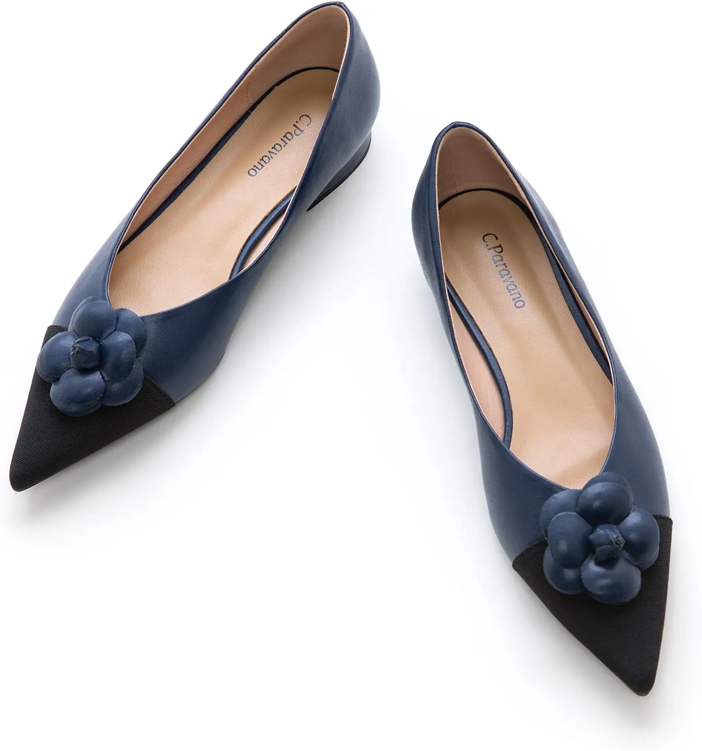 C.Paravano Flat Shoes for Women | Pointed Toe Shoes for Women | Women Pumps | Women's Flats | Pointed Toe Flats | Slip on Shoes Ballet Flats (Size 5.5,Navy)
