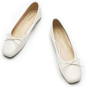 C.Paravano Women's Ballet Flats, Comfortable Slip On Round Toe Flat Shoes, Casual Walking Shoes for Women, Slip-On Bow Dressy Flats for Work Office & Wedding Party