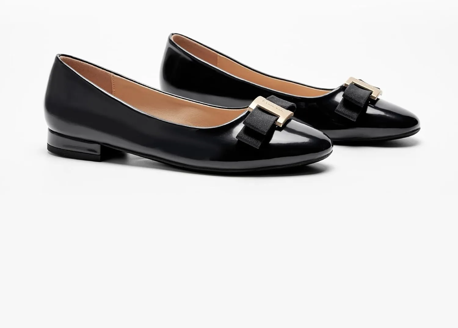 C.Paravano Women's Ballet Flats | Round Toe Bow Accent Shoes with Metallic Buckle | Soft Leather Slip-Ons for Work Commute, Office & Date Nights，Evening Events, Business Travel & Dating