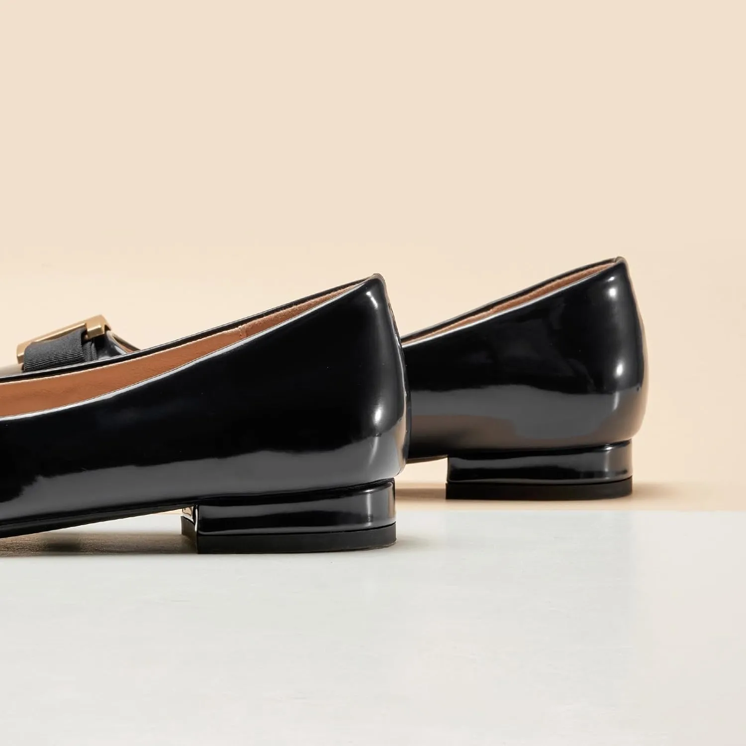 C.Paravano Women's Ballet Flats | Round Toe Bow Accent Shoes with Metallic Buckle | Soft Leather Slip-Ons for Work Commute, Office & Date Nights，Evening Events, Business Travel & Dating