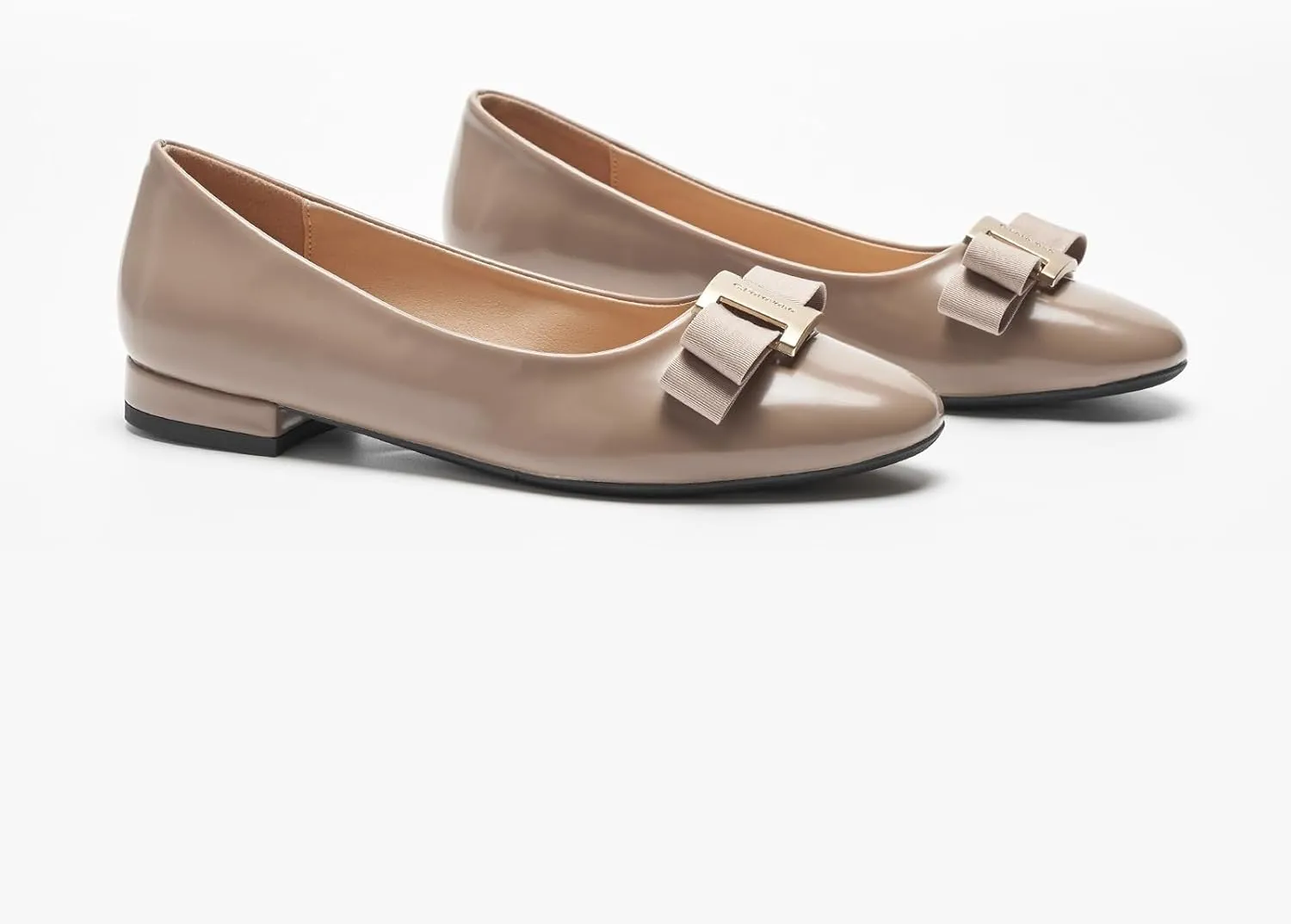 C.Paravano Women's Ballet Flats | Round Toe Bow Accent Shoes with Metallic Buckle | Soft Leather Slip-Ons for Work Commute, Office & Date Nights，Evening Events, Business Travel & Dating