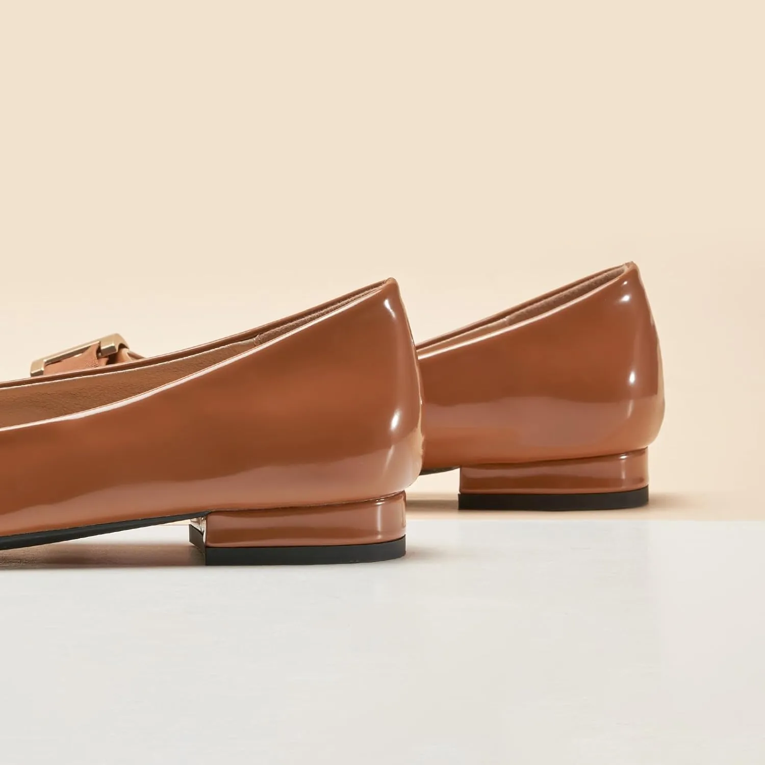 C.Paravano Women's Ballet Flats | Round Toe Bow Accent Shoes with Metallic Buckle | Soft Leather Slip-Ons for Work Commute, Office & Date Nights，Evening Events, Business Travel & Dating