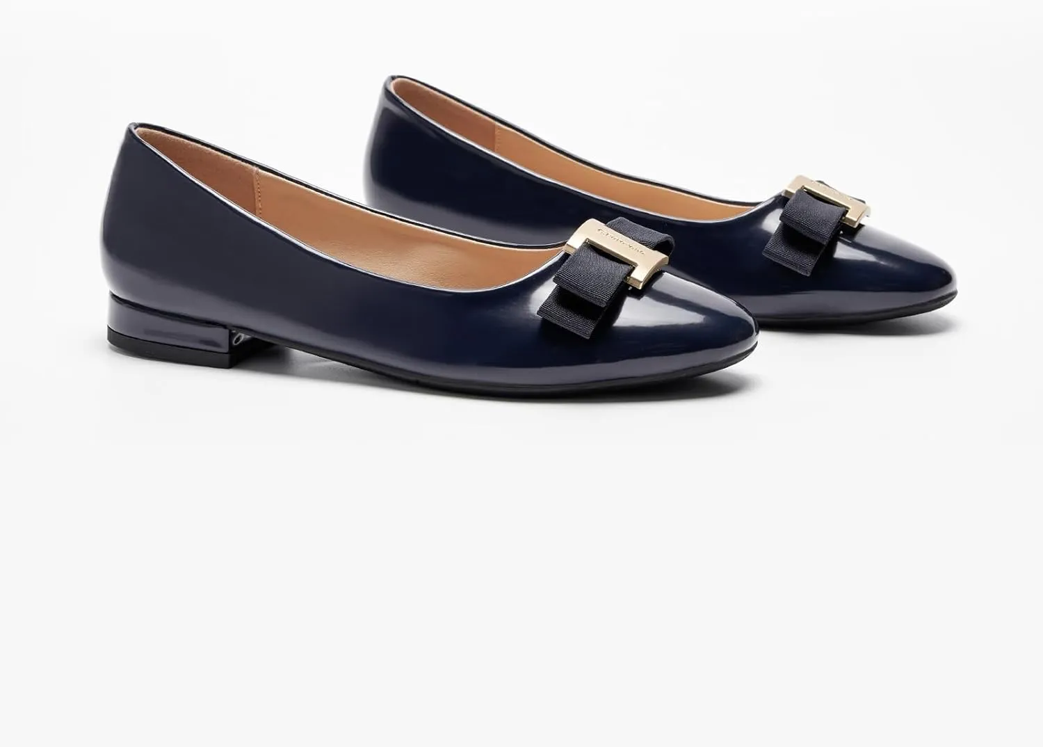 C.Paravano Women's Ballet Flats | Round Toe Bow Accent Shoes with Metallic Buckle | Soft Leather Slip-Ons for Work Commute, Office & Date Nights，Evening Events, Business Travel & Dating