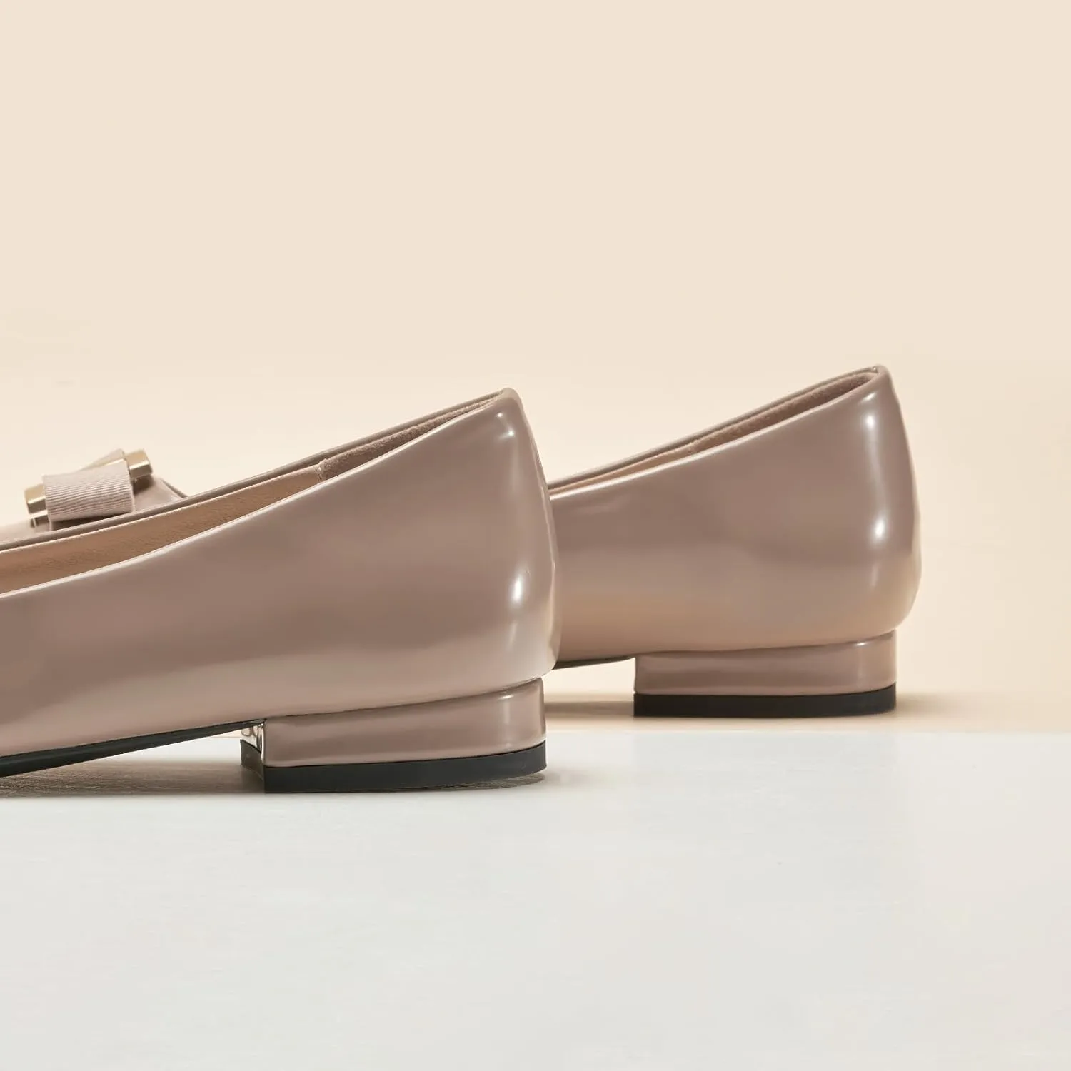 C.Paravano Women's Ballet Flats | Round Toe Bow Accent Shoes with Metallic Buckle | Soft Leather Slip-Ons for Work Commute, Office & Date Nights，Evening Events, Business Travel & Dating